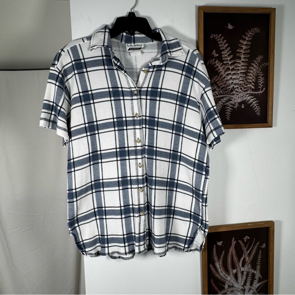 L.A. Gold Plaid Button Up Shirt(L)